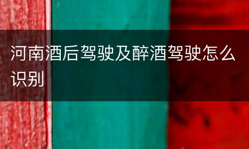 河南酒后驾驶及醉酒驾驶怎么识别