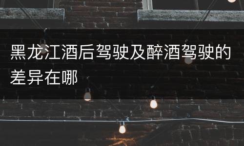 黑龙江酒后驾驶及醉酒驾驶的差异在哪