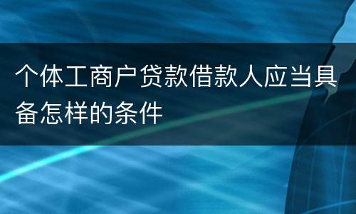 个体工商户贷款借款人应当具备怎样的条件