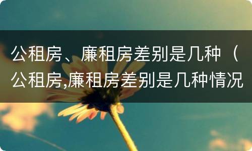 公租房、廉租房差别是几种（公租房,廉租房差别是几种情况）