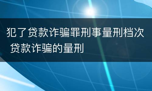 犯了贷款诈骗罪刑事量刑档次 贷款诈骗的量刑