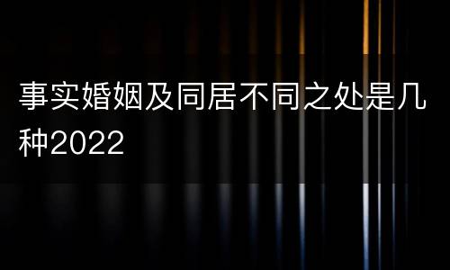 事实婚姻及同居不同之处是几种2022