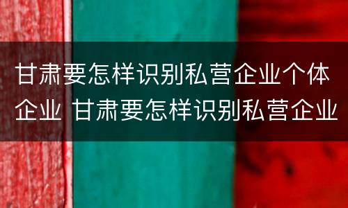 甘肃要怎样识别私营企业个体企业 甘肃要怎样识别私营企业个体企业信息