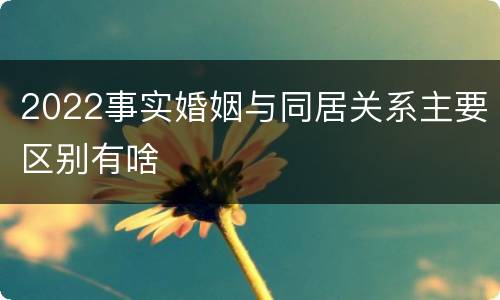 2022事实婚姻与同居关系主要区别有啥