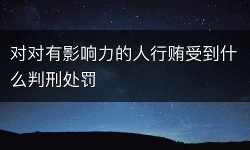对对有影响力的人行贿受到什么判刑处罚