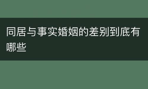 同居与事实婚姻的差别到底有哪些