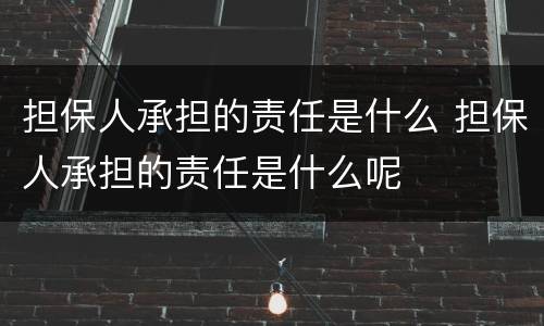 担保人承担的责任是什么 担保人承担的责任是什么呢