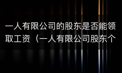 一人有限公司的股东是否能领取工资（一人有限公司股东个税怎么算）