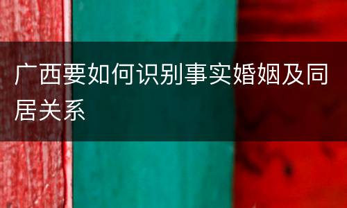 广西要如何识别事实婚姻及同居关系
