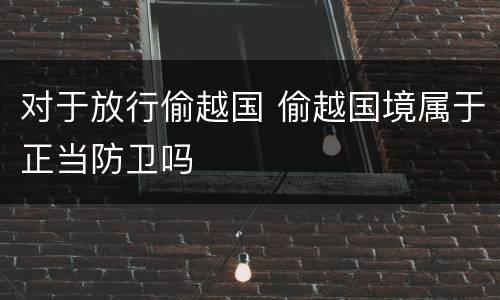 对于放行偷越国 偷越国境属于正当防卫吗