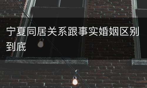 宁夏同居关系跟事实婚姻区别到底
