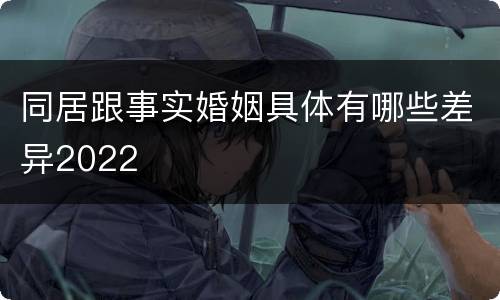 同居跟事实婚姻具体有哪些差异2022