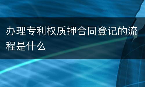 办理专利权质押合同登记的流程是什么