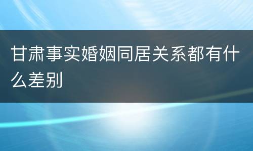 甘肃事实婚姻同居关系都有什么差别