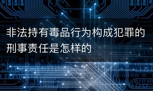 非法持有毒品行为构成犯罪的刑事责任是怎样的