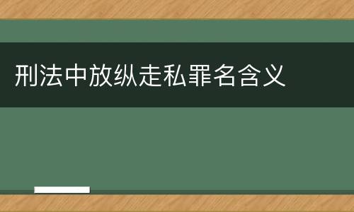 刑法中放纵走私罪名含义