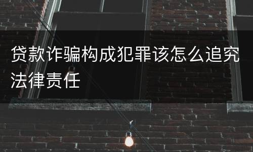 贷款诈骗构成犯罪该怎么追究法律责任