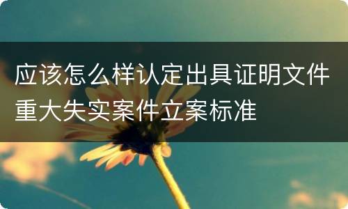 应该怎么样认定出具证明文件重大失实案件立案标准