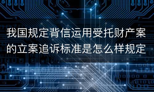 我国规定背信运用受托财产案的立案追诉标准是怎么样规定