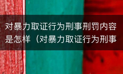 对暴力取证行为刑事刑罚内容是怎样（对暴力取证行为刑事刑罚内容是怎样的）