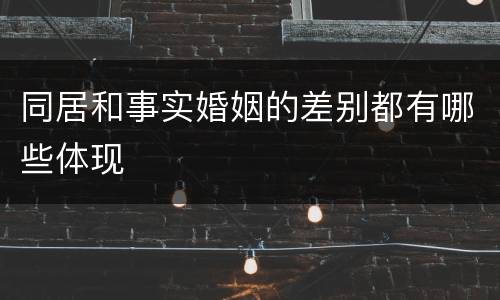 同居和事实婚姻的差别都有哪些体现