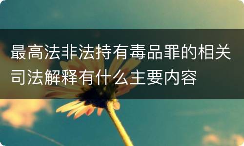 最高法非法持有毒品罪的相关司法解释有什么主要内容