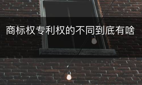 商标权专利权的不同到底有啥