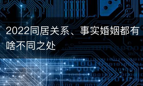 2022同居关系、事实婚姻都有啥不同之处