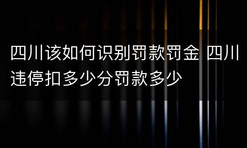 四川该如何识别罚款罚金 四川违停扣多少分罚款多少