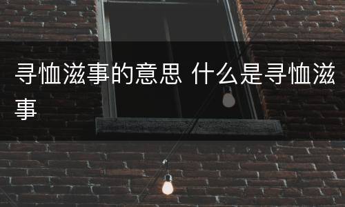 寻恤滋事的意思 什么是寻恤滋事