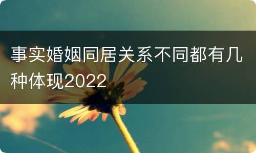 事实婚姻同居关系不同都有几种体现2022