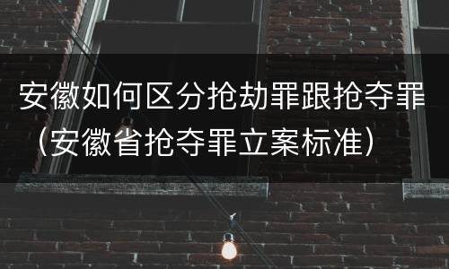 安徽如何区分抢劫罪跟抢夺罪（安徽省抢夺罪立案标准）