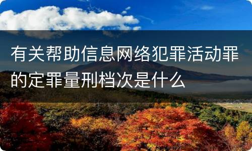 有关帮助信息网络犯罪活动罪的定罪量刑档次是什么