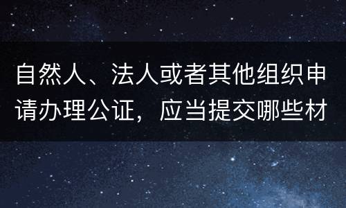 自然人、法人或者其他组织申请办理公证，应当提交哪些材料