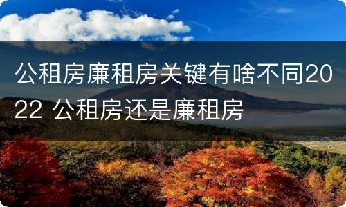 公租房廉租房关键有啥不同2022 公租房还是廉租房