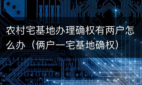 农村宅基地办理确权有两户怎么办（俩户一宅基地确权）