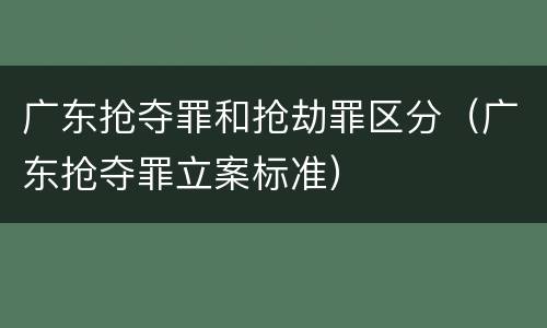 广东抢夺罪和抢劫罪区分（广东抢夺罪立案标准）