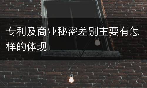 专利及商业秘密差别主要有怎样的体现