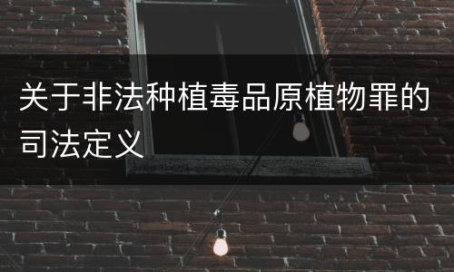 关于非法种植毒品原植物罪的司法定义