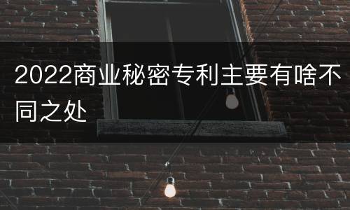 2022商业秘密专利主要有啥不同之处