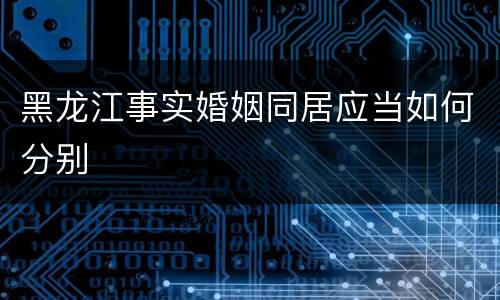 黑龙江事实婚姻同居应当如何分别