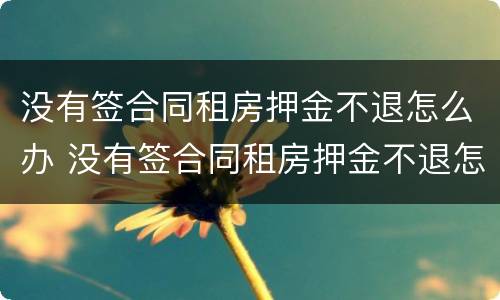 没有签合同租房押金不退怎么办 没有签合同租房押金不退怎么办理