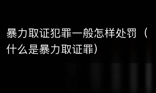 暴力取证犯罪一般怎样处罚（什么是暴力取证罪）