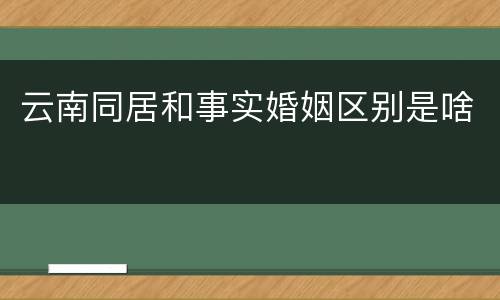 云南同居和事实婚姻区别是啥