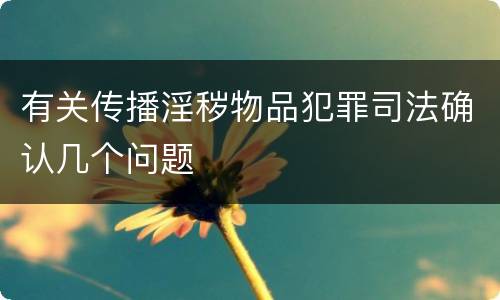 有关传播淫秽物品犯罪司法确认几个问题