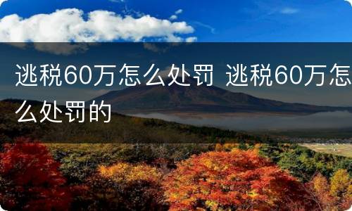 逃税60万怎么处罚 逃税60万怎么处罚的
