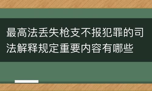 最高法丢失枪支不报犯罪的司法解释规定重要内容有哪些