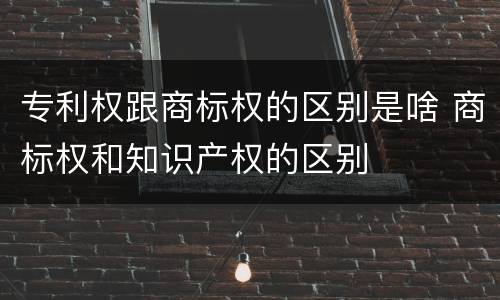 专利权跟商标权的区别是啥 商标权和知识产权的区别
