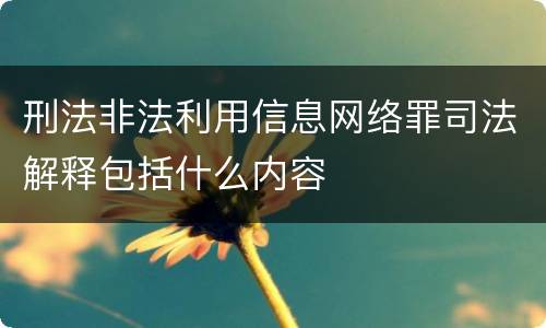 刑法非法利用信息网络罪司法解释包括什么内容