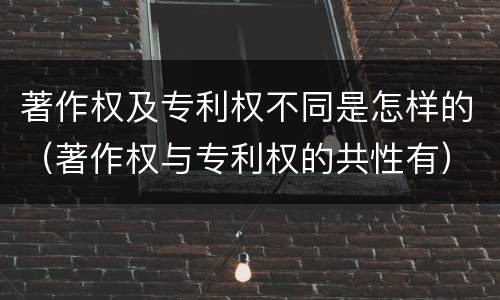 著作权及专利权不同是怎样的（著作权与专利权的共性有）
